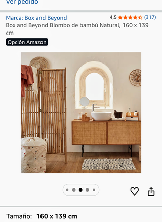 Biombo Bambú Natural 160x139cm Nuevo