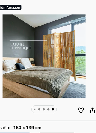 Biombo Bambú Natural 160x139cm Nuevo