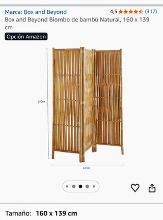 Biombo Bambú Natural 160x139cm Nuevo