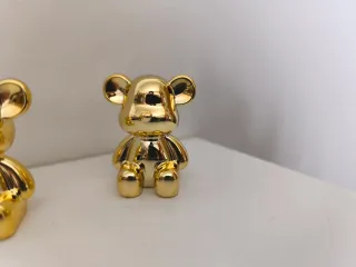 Conjunto 2 Ursos Decorativos Dourados - Premium