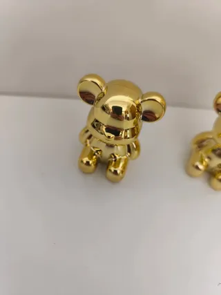 Conjunto 2 Ursos Decorativos Dourados - Premium