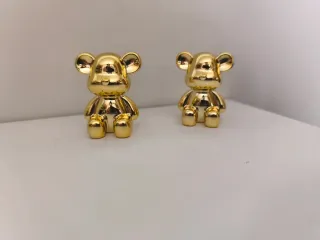 Conjunto 2 Ursos Decorativos Dourados - Premium