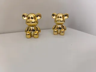 Conjunto 2 Ursos Decorativos Dourados - Premium