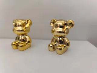 Conjunto 2 Ursos Decorativos Dourados - Premium