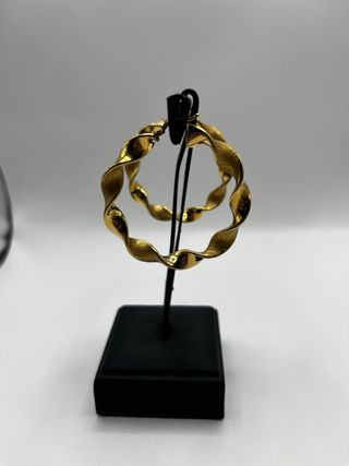 Pendientes Aro Oro Amarillo 18k Ondulado