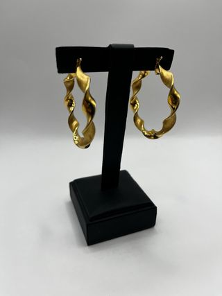 Pendientes Aro Oro Amarillo 18k Ondulado