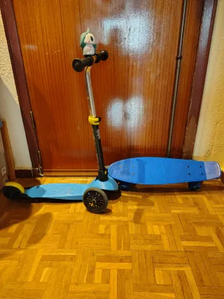 Patinete y Monopatín Azul