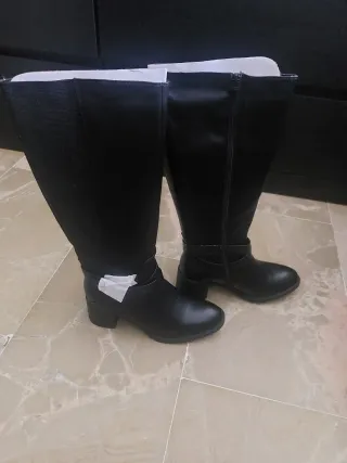 Botas altas negras tacón ancho
