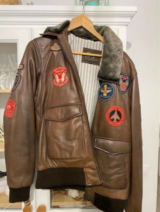 Chaqueta de piel estilo aviador