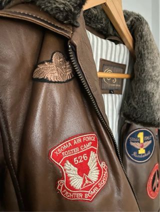 Chaqueta de piel estilo aviador