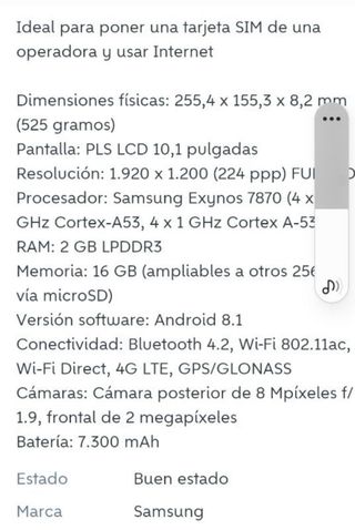 Tablet Samsung Blanca
