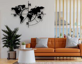 Mapa Mundo Metal Negro 117x91cm