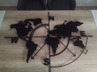 Mapa Mundo Metal Negro 117x91cm