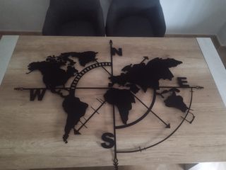 Mapa Mundo Metal Negro 117x91cm