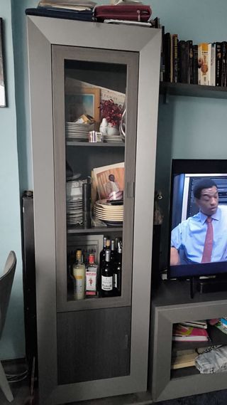 Mueble de salón con vitrina