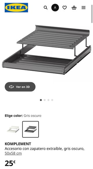 IKEA KOMPLEMENT Zapatero Extraíble Gris Oscuro