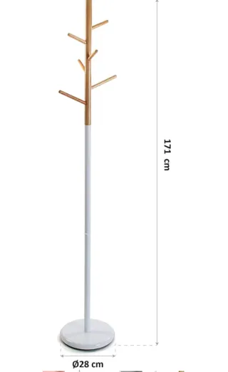 Perchero Pie Minimalista Madera Blanco