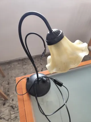 Juego 2 Lámparas Mesa Noche Cristal Metal