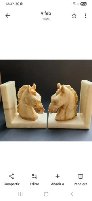 Sujetalibros de mármol con cabeza de caballo