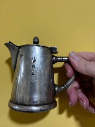 0 Jarra antigua de Alpaca. Jarra té, leche, crema