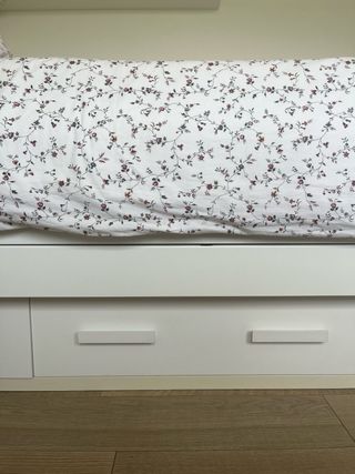 Cama individual 90 cm madera blanca