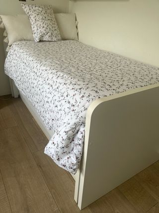 Cama individual 90 cm madera blanca