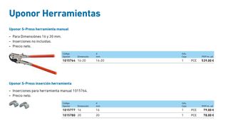 Herramienta Prensado Uponor MLC 14-20 Multicapa