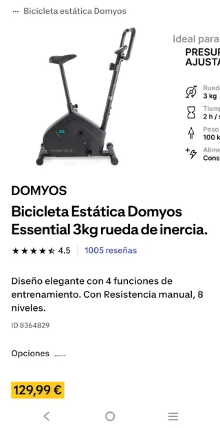 Bicicleta Estática Domyos Essential