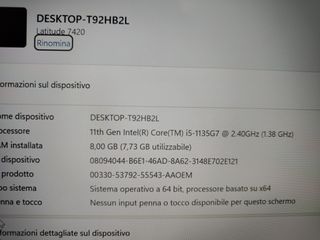 Notebook Dell 7420 14 i5 11° 8GB RAM