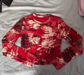 Camiseta Bershka Estampada Manga Larga