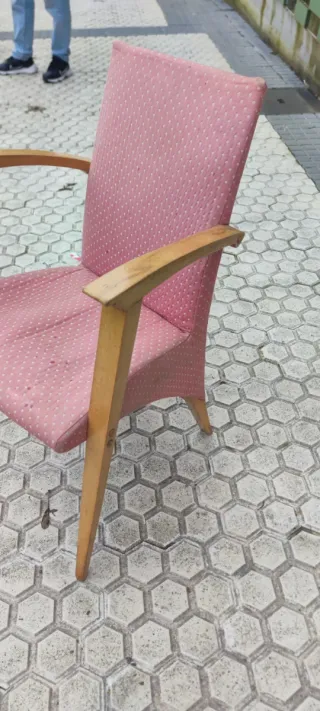 Silla vintage tela y madera