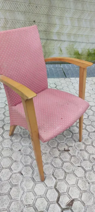 Silla vintage tela y madera