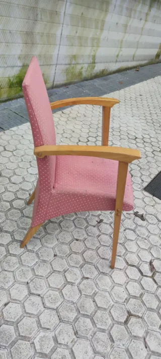 Silla vintage tela y madera