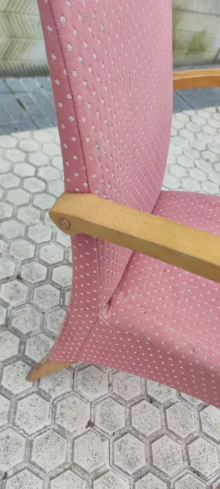 Silla vintage tela y madera