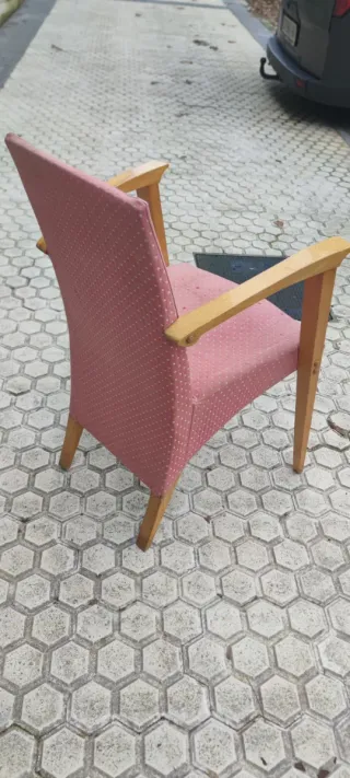 Silla vintage tela y madera