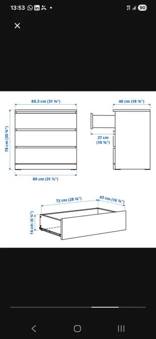 Cómoda MALM Ikea Negra- marrón y espejo 15€