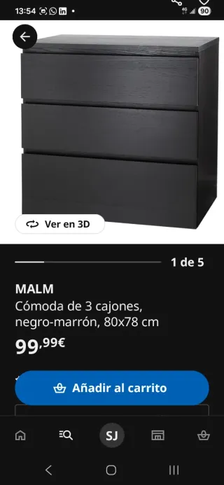 Cómoda MALM Ikea Negra- marrón y espejo 15€