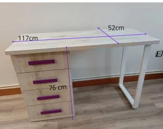 Escritorio madera y metal 117x52x76cm