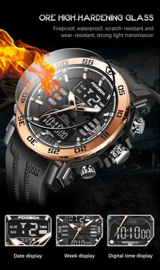 Reloj FOXBOX Hombre Negro y Dorado