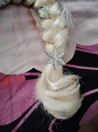 Peluca Elsa Frozen rubia trenzada con adornos