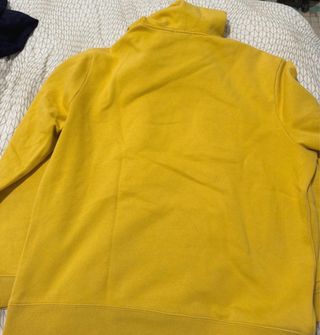 Sudadera Gap Mostaza Logo Azul Marino Talla L