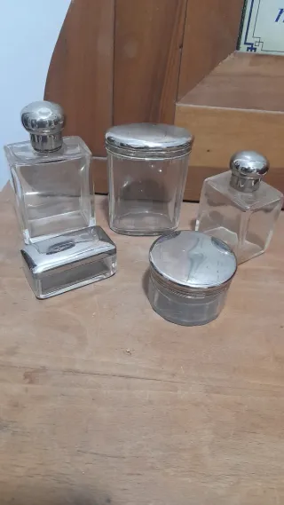 Set toletta vintage vetro e metallo