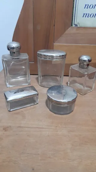 Set toletta vintage vetro e metallo