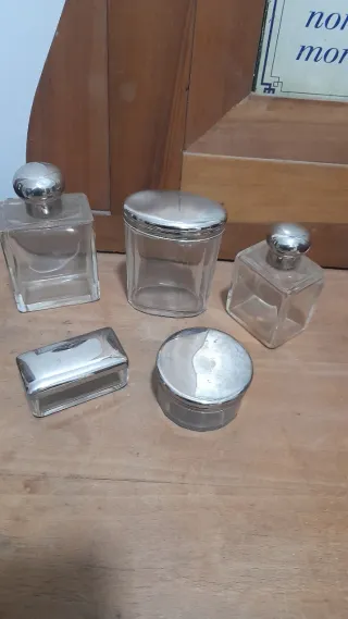 Set toletta vintage vetro e metallo