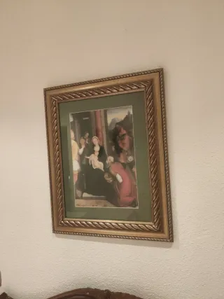 Cuadro decorativo dorado y verde