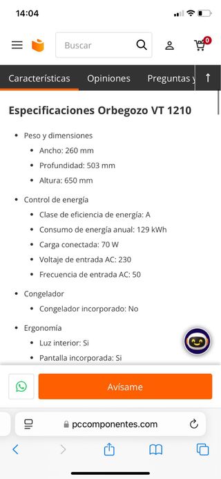 Vinoteca Orbegozo VT 1210 - 12 Botellas