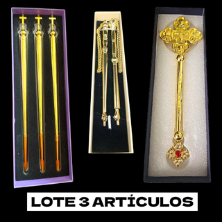 LOTE DE 3 PIEZAS RELIGIOSAS ESTUCHE INCLUIDO