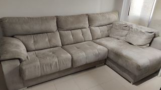 Chaiselongue salón tela beige/gris