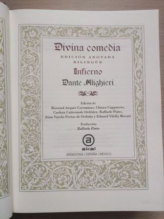 La Divina Comedia Ed.AKAL Ilustrada y comentada