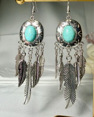 Pendientes plata y turquesa estilo boho
